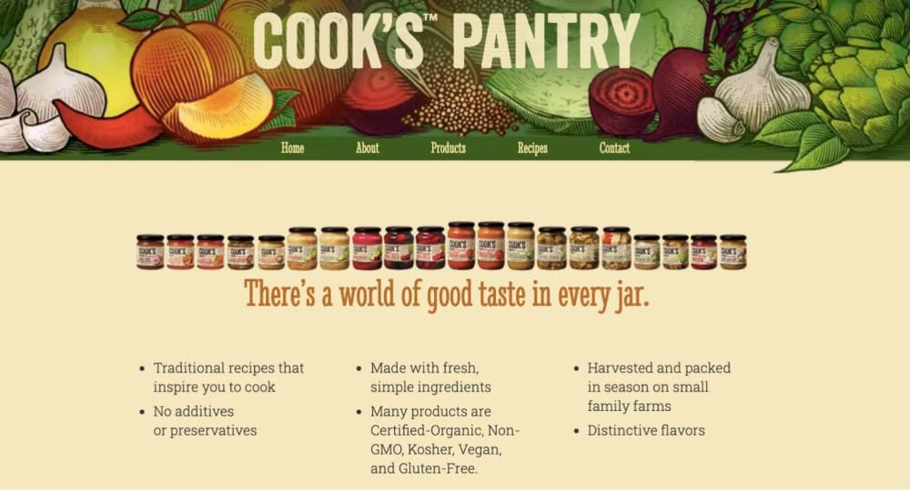 The Cook’s Pantry website home page, designed and built by Bright Productions